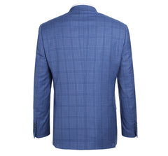293-10 Men's 2-Piece Slim Fit Windowpane Check Dress Stretch Suit