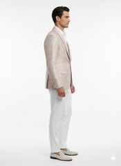 Men’s Lavender and Gold Tuxedo Embroidered Lilac Mauve Blazer – Designer Floral Pattern Wedding & Party Jacket