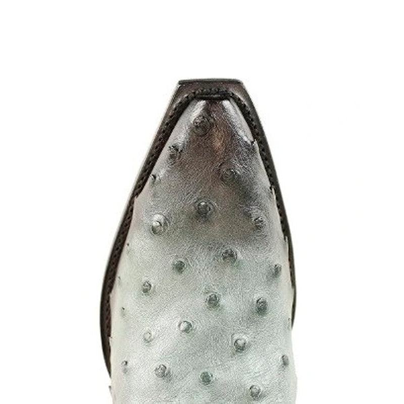 Men's King Exotic Snip Toe Full Quill Ostrich Boots Handmade Burnished Gray  (494RD0338) 2   - from alligatorwarehouse.com