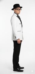 Men’s White and Black Double-Breasted Tuxedo – Modern Slim Fit Formal Suit for Weddings, Parties, and Special Occasions