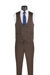Slim Fit 3 Piece Stretch Fabric Suit in Brown