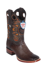 Wild West Botas de Panza de Avestruz Horma Square Toe Faded Brown