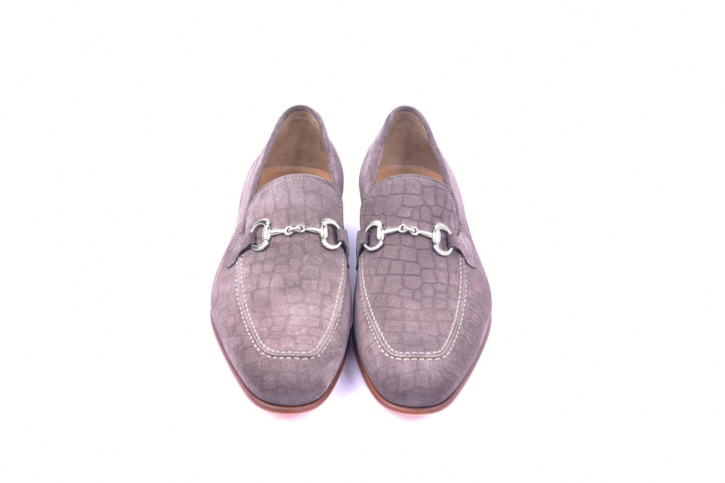C11104-4428C- Bit Loafer Croco suede-Taupe