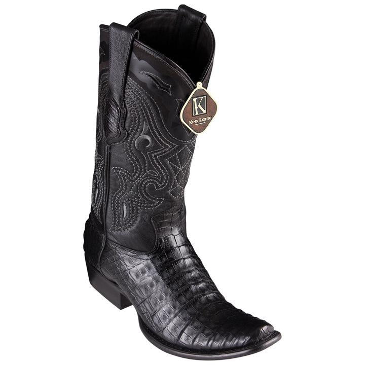 Men's King Exotic Caiman Belly Boots Dubai Toe Handcrafted Black (4798205) 1   - from alligatorwarehouse.com