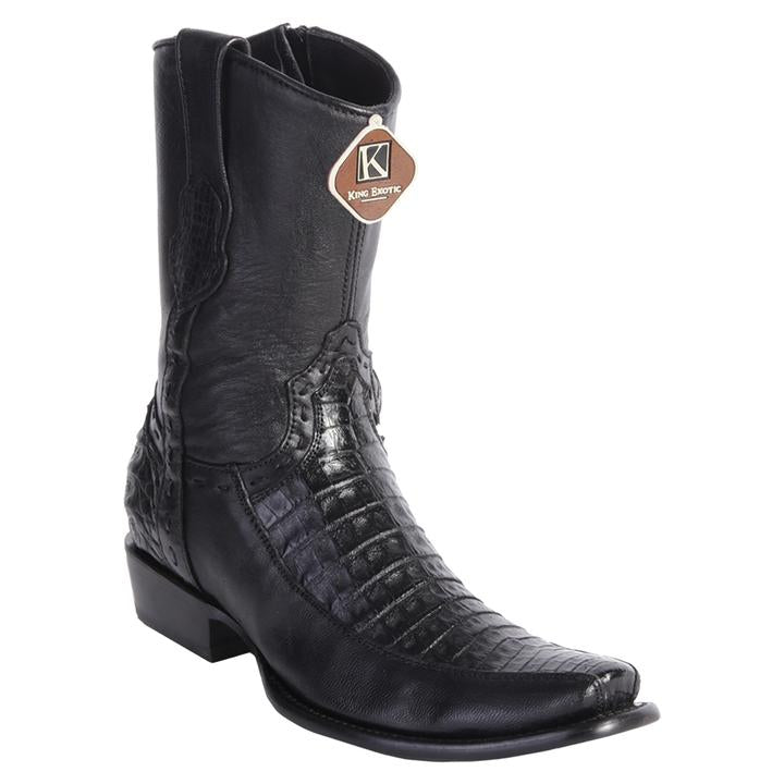 Men's King Exotic Caiman Belly Boots With Deer Dubai Toe Handmade Black (479BF8205) 1   - from alligatorwarehouse.com