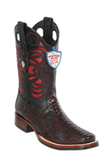 Wild West Botas de Pata de Avestruz Horma Square Toe Black Cherry