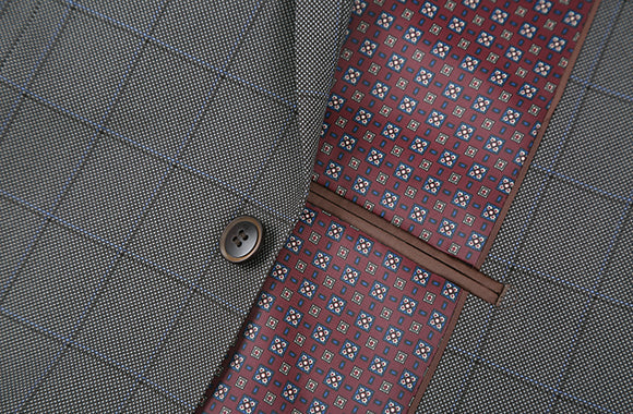 Trevi Collection - 2 Piece Suit 2 Buttons Windowpane Regular Fit In Gray 4 SO6292-2-Classic  - from alligatorwarehouse.com