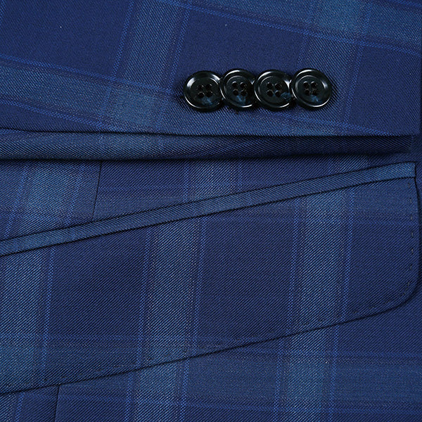 Classic Wool Regular Fit 2 Piece Checked Dress Suit in Blue 6 SO6562-5-CLASSIC  - from alligatorwarehouse.com