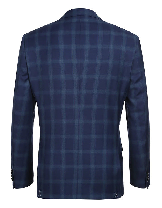 Classic Wool Regular Fit 2 Piece Checked Dress Suit in Blue 3 SO6562-5-CLASSIC  - from alligatorwarehouse.com