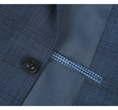 278-2 Men's 3-Piece Classic Fit Single Breasted Windowpane Suit