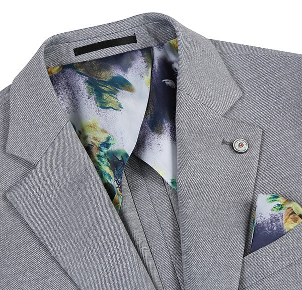 Half Canvas Slim Fit Blazer in Gray 4 SO6PS24-2_Riserva-JKT_38R  - from alligatorwarehouse.com