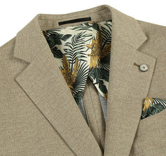 Half Canvas Slim Fit Blazer in Khaki