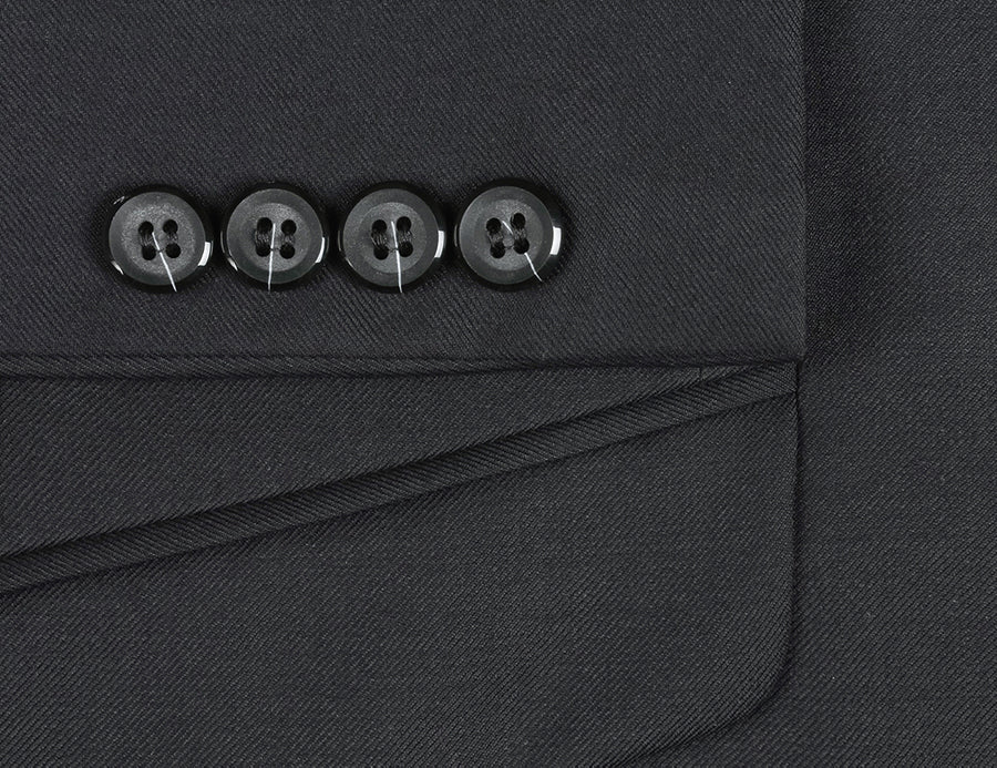 Bevagna Collection - Black 100% Virgin Wool Regular Fit Pick Stitched 2 Piece Suit 5 SO6508-1 CLASSIC SUITS_  - from alligatorwarehouse.com