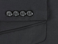 Bevagna Collection - Black 100% Virgin Wool Regular Fit Pick Stitched 2 Piece Suit