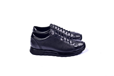 C001304-5581 Genuine Ostrich Fashion Sneaker- Black