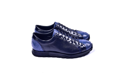C0013042-5581 Genuine Ostrich Fashion Sneaker- Navy