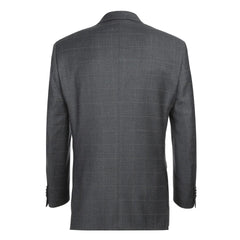 Gray Regular Fit Wool Blend Windowpane 2 Piece Suit