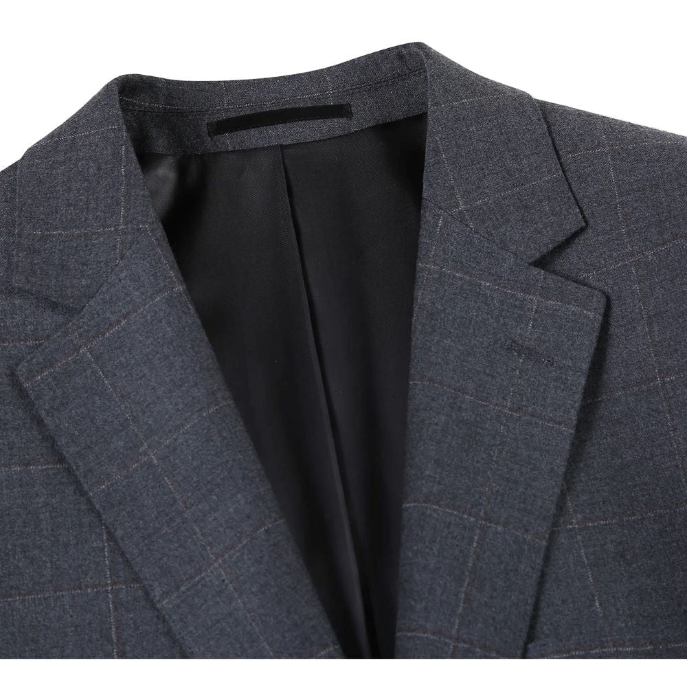 Gray Regular Fit Wool Blend Windowpane 2 Piece Suit 4 SO6566-6-CLASSIC  - from alligatorwarehouse.com