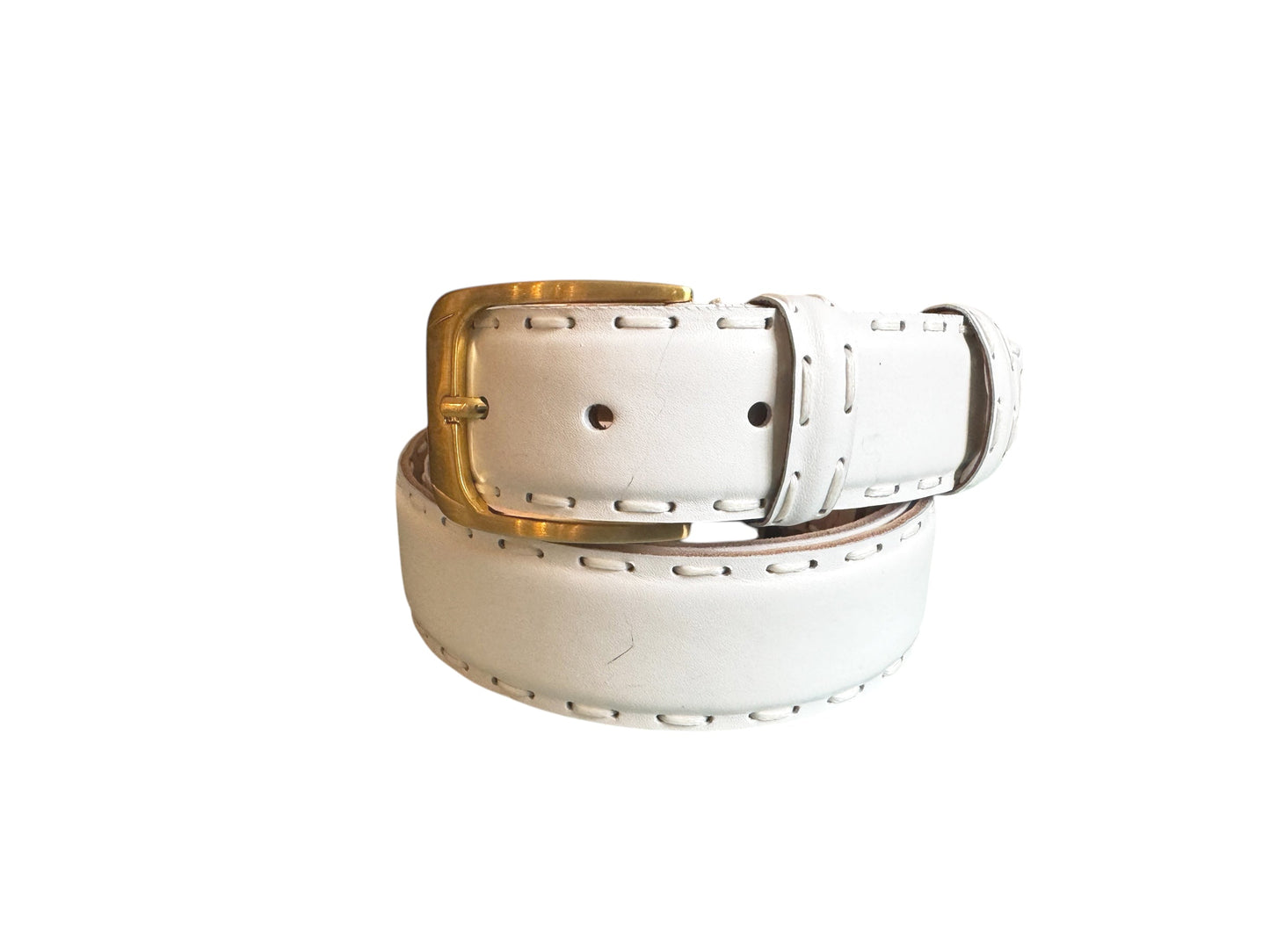 CBelt-5776 Smooth Leather Belt-White