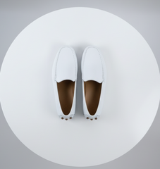 Men’s Mundo White Leather Loafers – Classic Slip-On Dress Shoes for Casual and Formal Wear