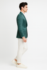 Men’s Teal Green Floral Jacquard Blazer – Slim Fit Tuxedo Jacket for Weddings, Proms, and Parties