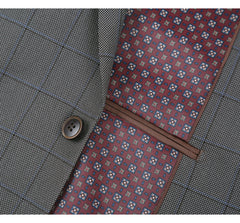 292-2 Men's Two Piece Classic Fit Windowpane Check Dress Suit