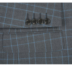 293-5 Men's Two Piece Classic Fit Windowpane Check Dress Suit