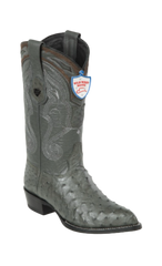 Wild West Botas de Avestruz Horma Puntal Gris