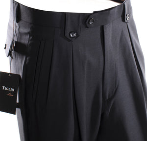 Tiglio Luxe Black Wide Leg, Pure Wool Dress Pants 2576 TIG1001