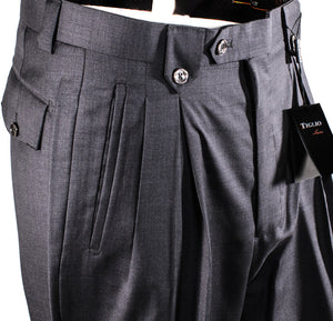 Tiglio Luxe Gray Wide Leg, Pure Wool Dress Pants 2576 TIG1008