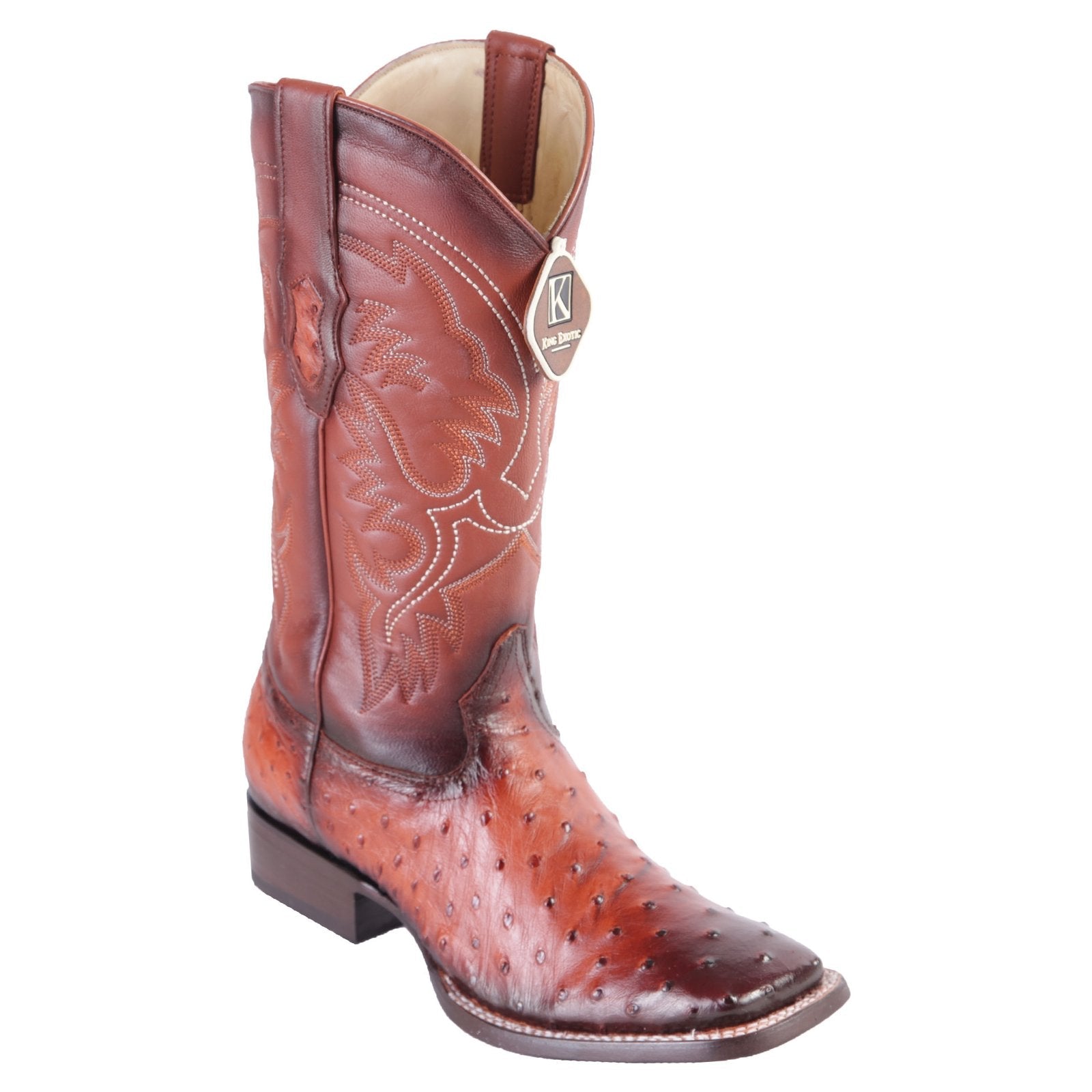King Exotic Men's Faded Cognac Ostrich Cowboy Boot 1 -01  - from alligatorwarehouse.com