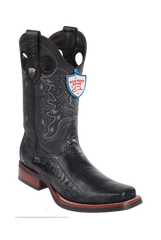 Wild West Botas de Pata de Avestruz Horma Square Toe Black