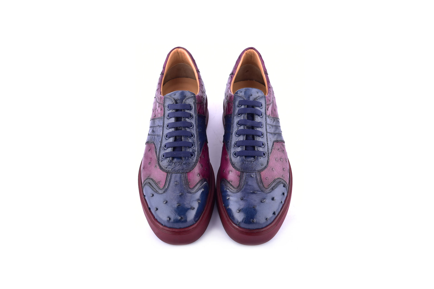 C0013021-6988 Full Ostrich Sneaker- Navy-Burgundy