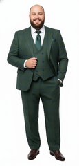 Men’s Green Plaid 3-Piece Suit – Classic Check Slim Fit Suit for Weddings, Church, and Formal By Rossiman
