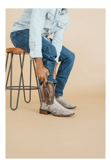 Dan Post Men's Brutus Python Snakeskin Square Toe Boots - Natural