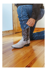 Dan Post Men's Manning Python Snakeskin Round Toe Boots - Natural