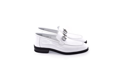 C0001209-7249 loafer with silver buckle-White