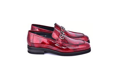 C0001206-7249 loafer with silver buckle-Marble Red