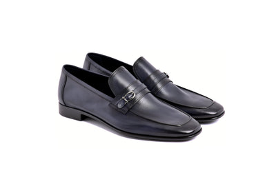 C0001116-7256 Side buckle loafer- Navy