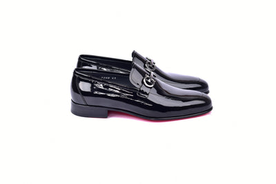 C00012-7260 Formal loafer with silver buckle-Black Patent