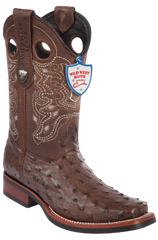 Wild West Botas de Avestruz Horma Rodeo Brown