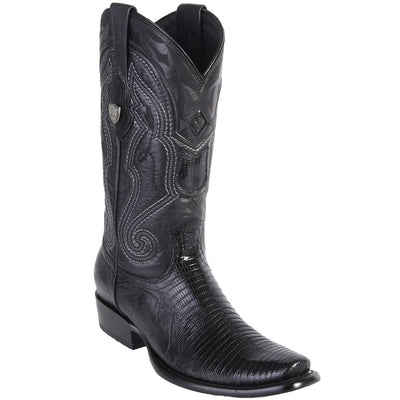 Black lizard cowboy boot