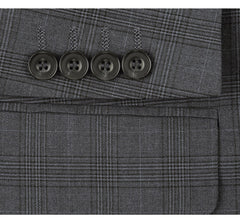 278-1 Men's 3-Piece Classic Fit Single Breasted Windowpane Suit