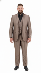 Men’s Sateen Shiny Metallic Mocca Taupe Gold Bronze 3-Piece Suit Set – Shiny Finish slim Fit Formal and Party Suit