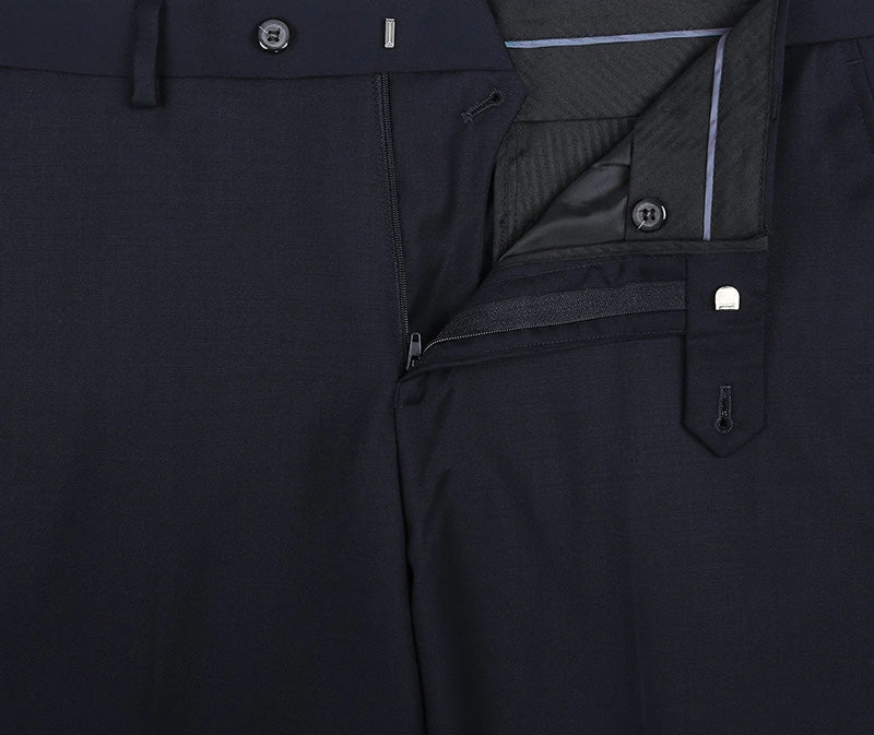 Bevagna Collection - Navy 100% Virgin Wool Regular Fit Pick Stitched 2 Piece Suit 6 SO6508-2-Classic  - from alligatorwarehouse.com