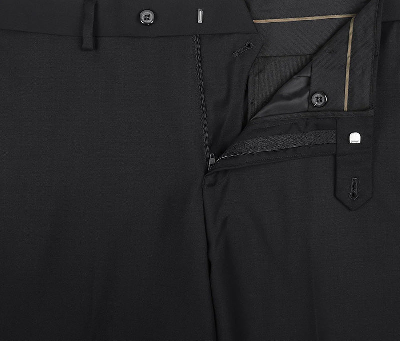 Bevagna Collection - Black 100% Virgin Wool Regular Fit Pick Stitched 2 Piece Suit 7 SO6508-1 CLASSIC SUITS_  - from alligatorwarehouse.com