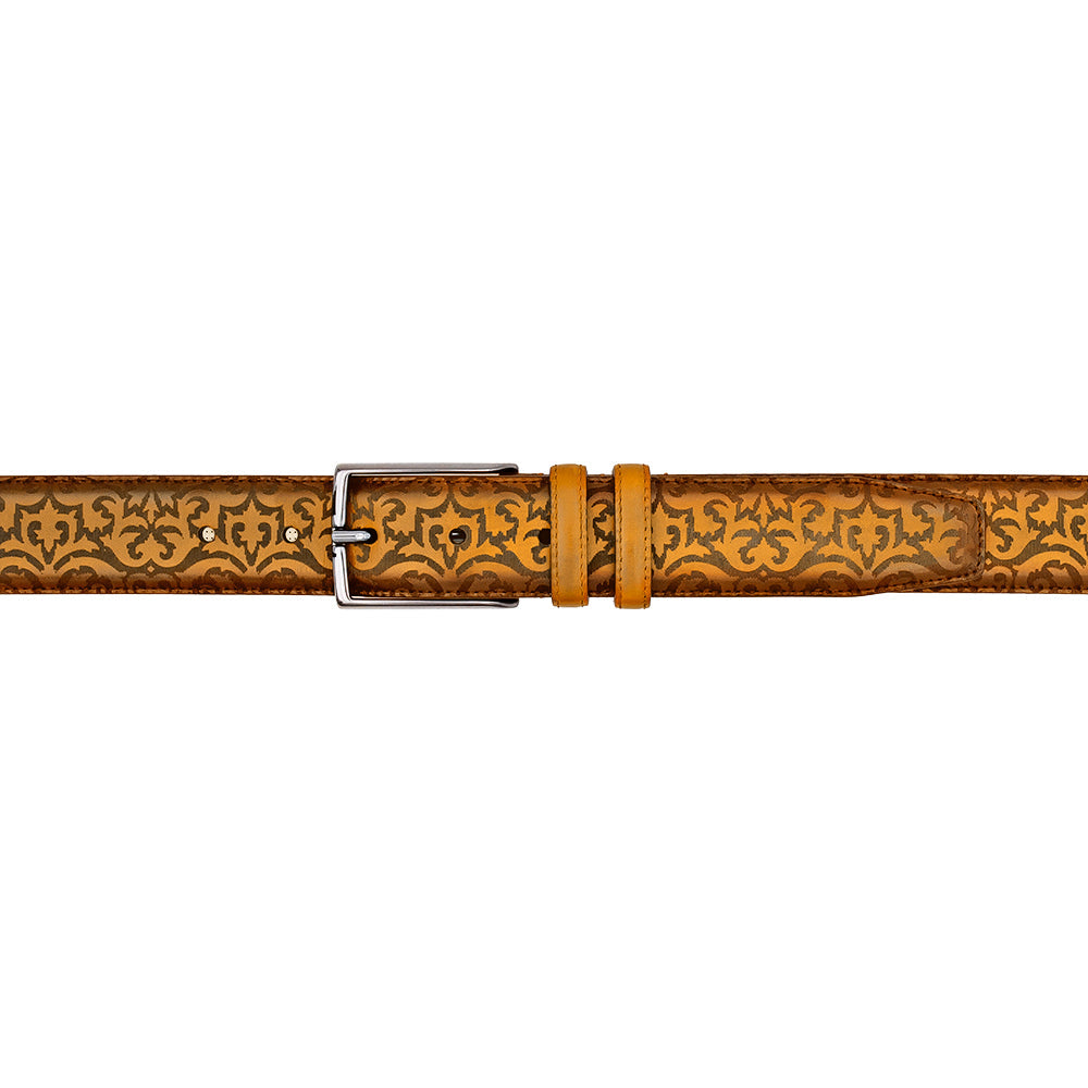 Mezlan Laser-Print Calfskin Belt - Luxury Italian Leather Belt
