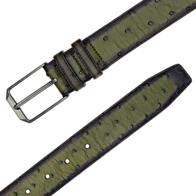 Mezlan Ostrich Skin Belt Olive (AO11678)