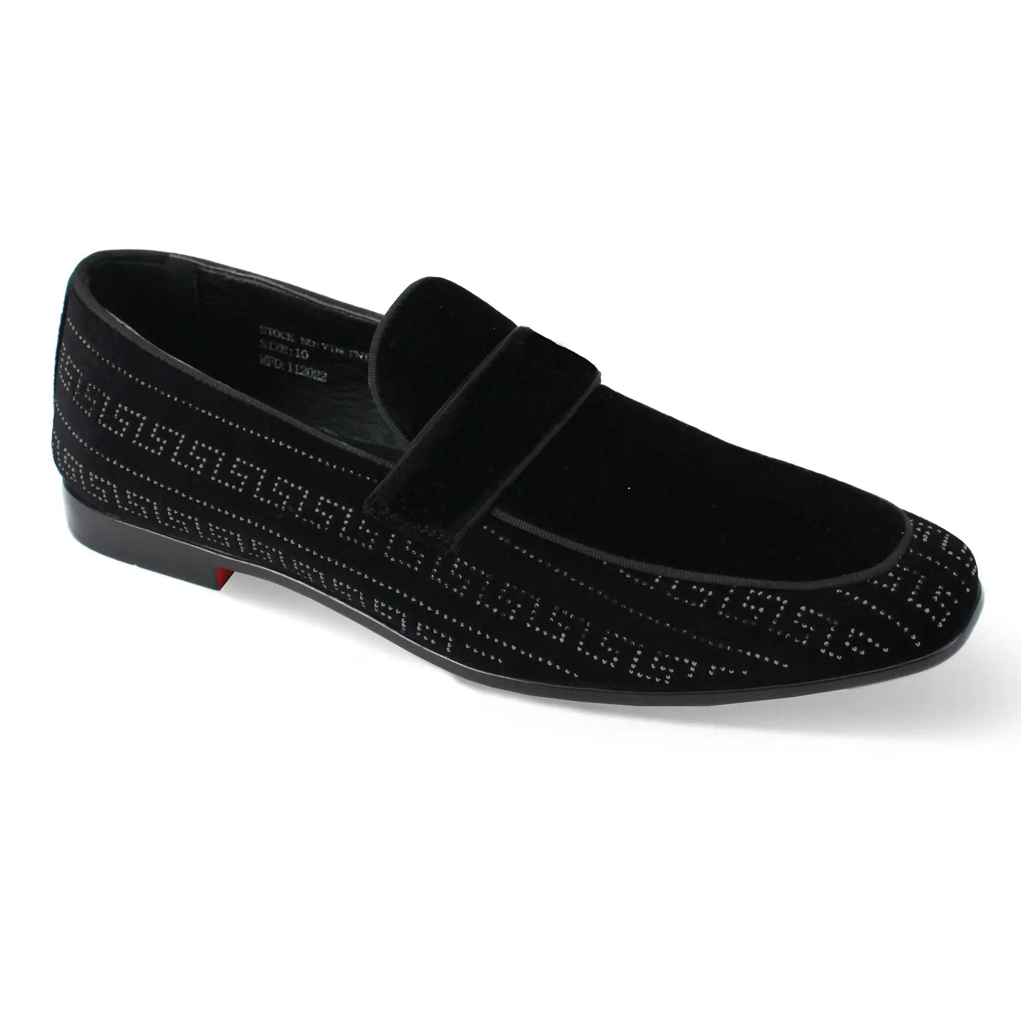 Vincent Velvet Rhinestone Slip-On Smoking Loafers 1 VINCENT_BLACK_7  - from alligatorwarehouse.com