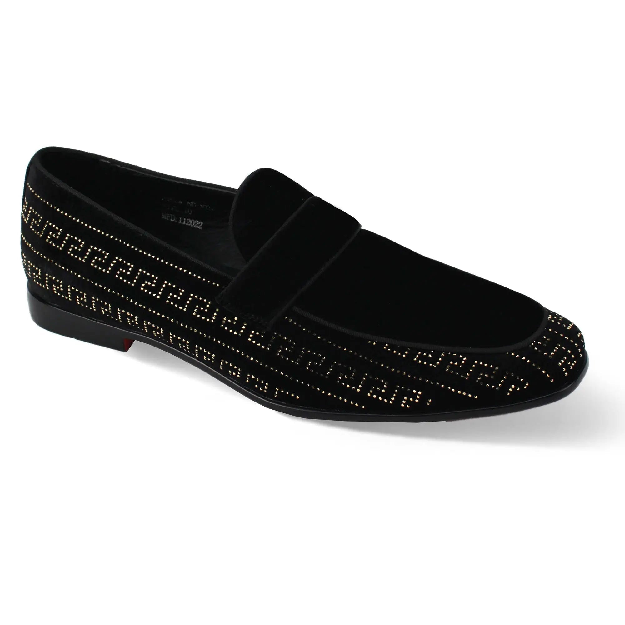 Vincent Velvet Rhinestone Slip-On Smoking Loafers 2 VINCENT_BLACK_7  - from alligatorwarehouse.com
